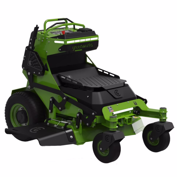 GREENWORKS 32in OptimusZ Stand-on Zero Turn Mower left GREENWORKS 32in OptimusZ Stand-on Zero Turn Mower left