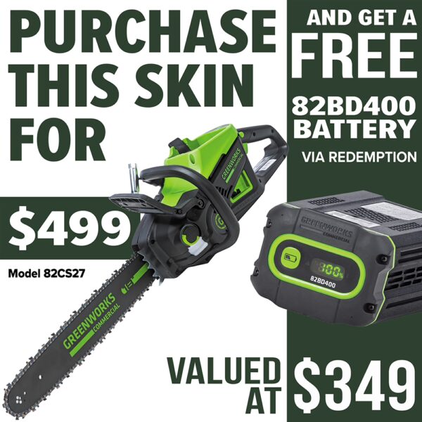 GREENWORKS 18in 2.7kW Chainsaw - promotion