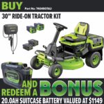 GREENWORKS 60V Pro 30in Mini Ride On Mower redemption